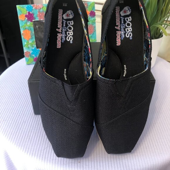 Skechers BOBS Black Espadrille Slip On Wedge Heel in Women's 8M - Picture 11 of 16